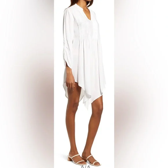 Area Stars Handkerchief Hem White long sleeve Mini Dress Size Medium (8-10) NWT - Picture 4 of 14